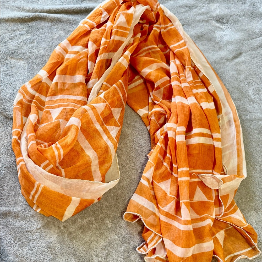 Orange and White Striped scarf